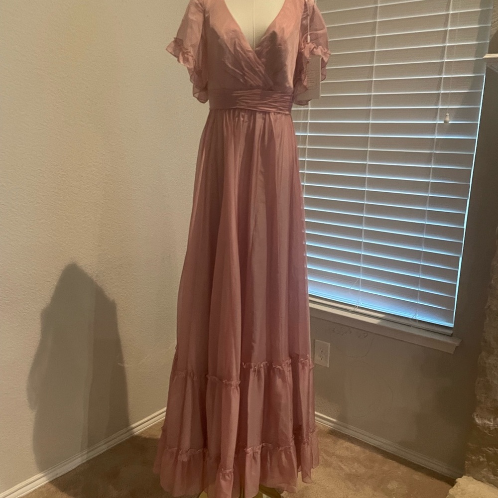 Mac Duggal Pink Ruffled Maxi Dress - Picture 2 of 5